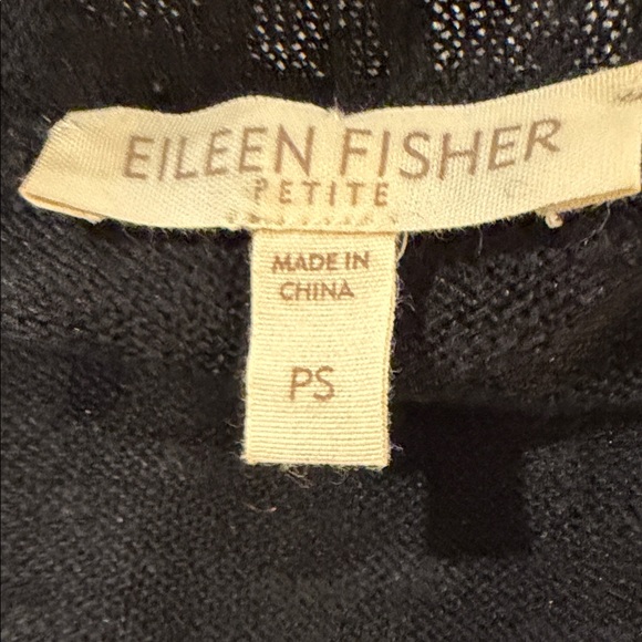 Eileen Fisher Black Linen Cardigan Petite Size PS Short Sleeve Open Front - Picture 4 of 5